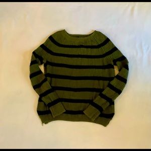 Express Striped Olive and Black Sweater